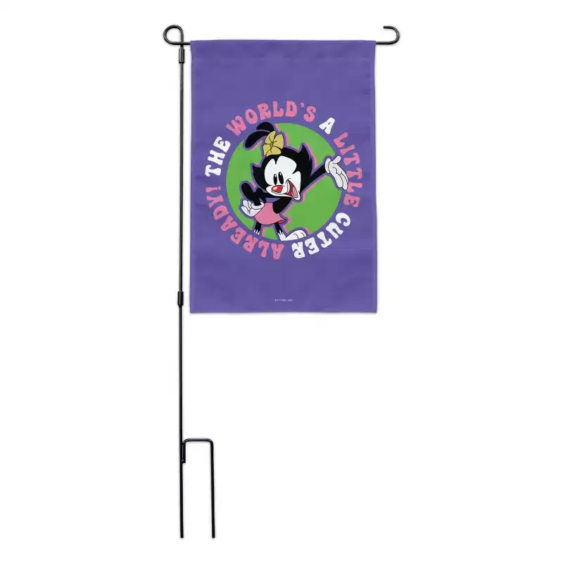 Animaniacs World's Cuter Garden Yard Flag with Pole Stand Holder