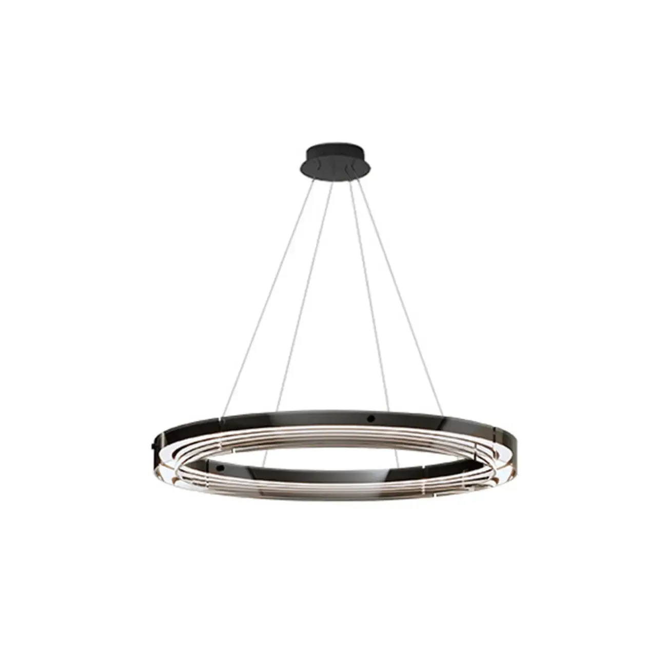 Modern LED Round Metal Chandelier with Flexible Height
