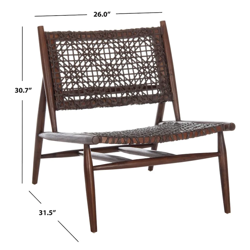 White Leather Woven Accent Chair - Single Seat