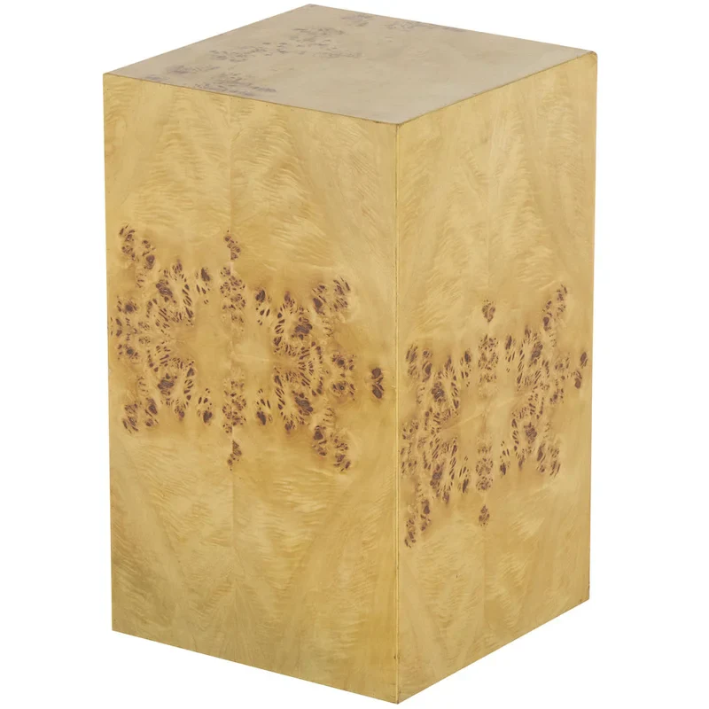 Wood Square Cube Side End Accent Table with Wood Grain Patterns - Brown - Roche River Decor
