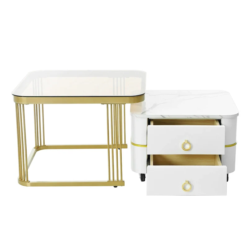 Nesting Coffee Table Set with Wheels, Set of 2