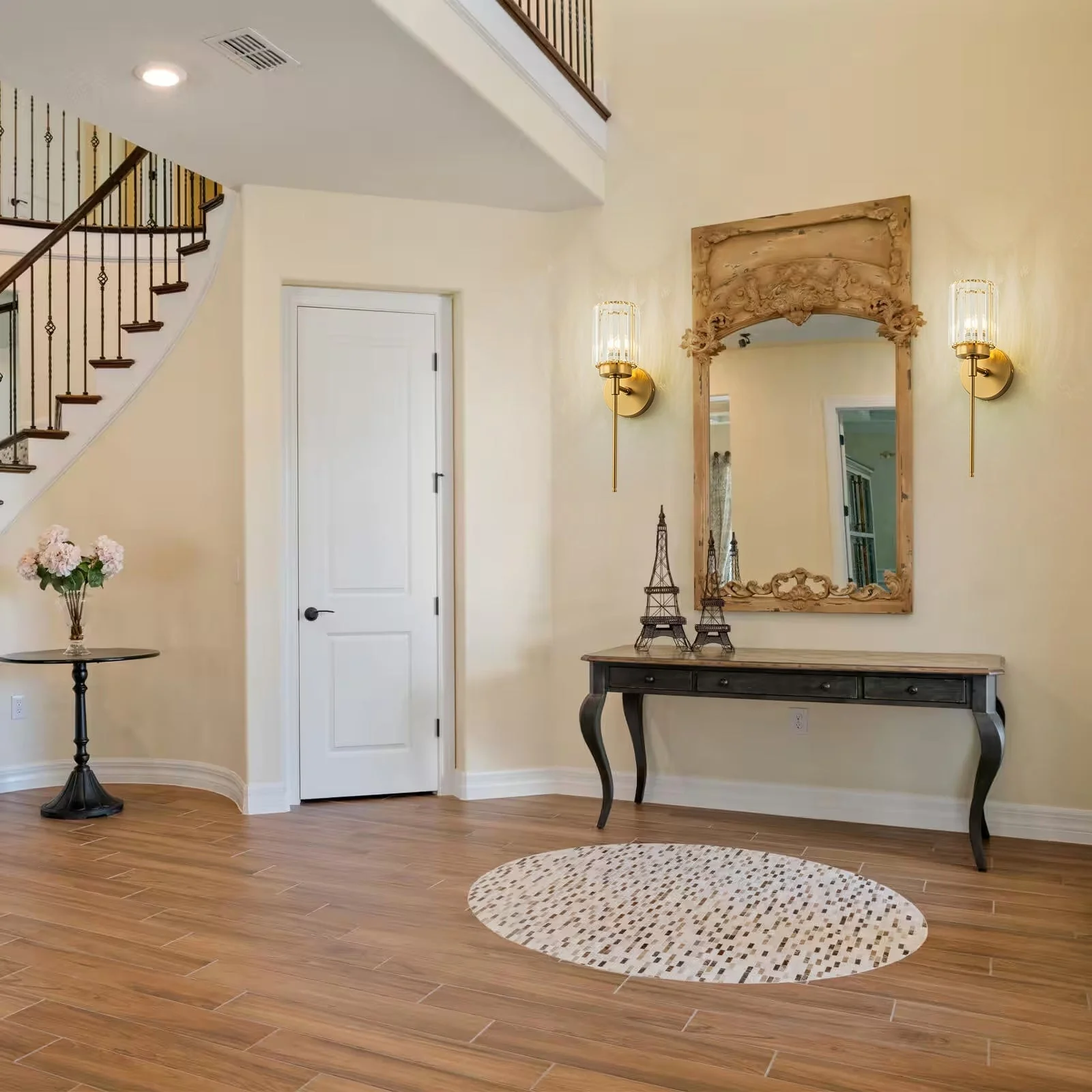 Modern Gold Dimmable Wall Light Glam Cylinder Bathroom Crystal Vanity Light Wall Sconces