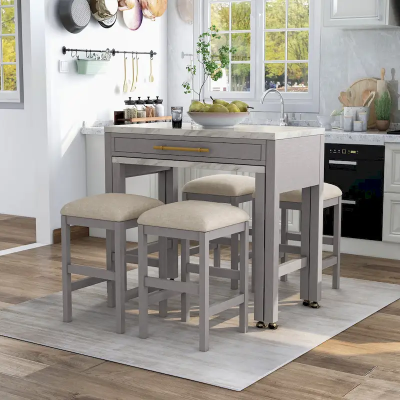 Furniture of America Delware Farmhouse Grey 39-inch Wood Counter Height Dining Table