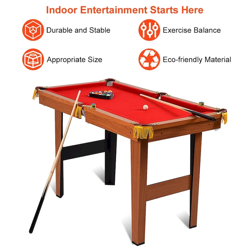 Costway 48 Mini Table Top Pool Table Game Billiard Set Cues Balls - 48L x 26W x 30H