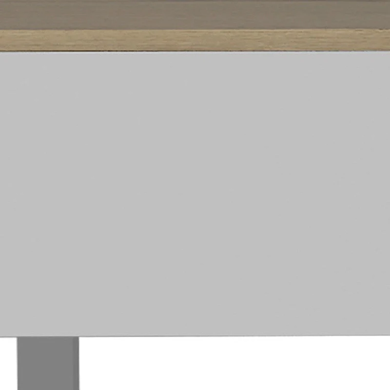 32 White And Light Oak Manufactured Wood Rectangular Lift Top Coffee Table With Drawer And Shelf - 21.4 H x 31.5 W x 21.4 D