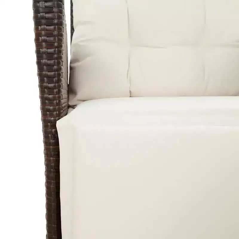 vidaXL 3 Piece Bistro Set with Cushions Brown Poly Rattan
