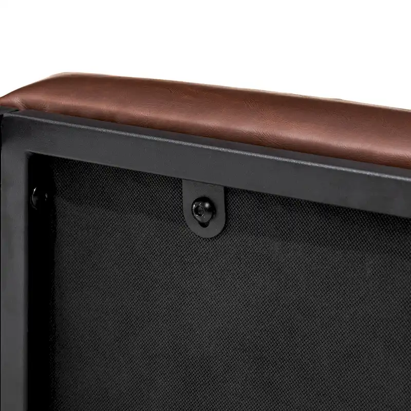 Glitzhome Set of 2 24 W Modern PU Leather Button-tufted Ottoman Foot stool