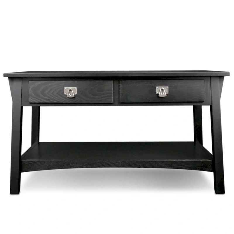 Solid Wood Mission Coffee Table with 2 Drawers – Russet Brown / Slate Brown, Craftsman Style