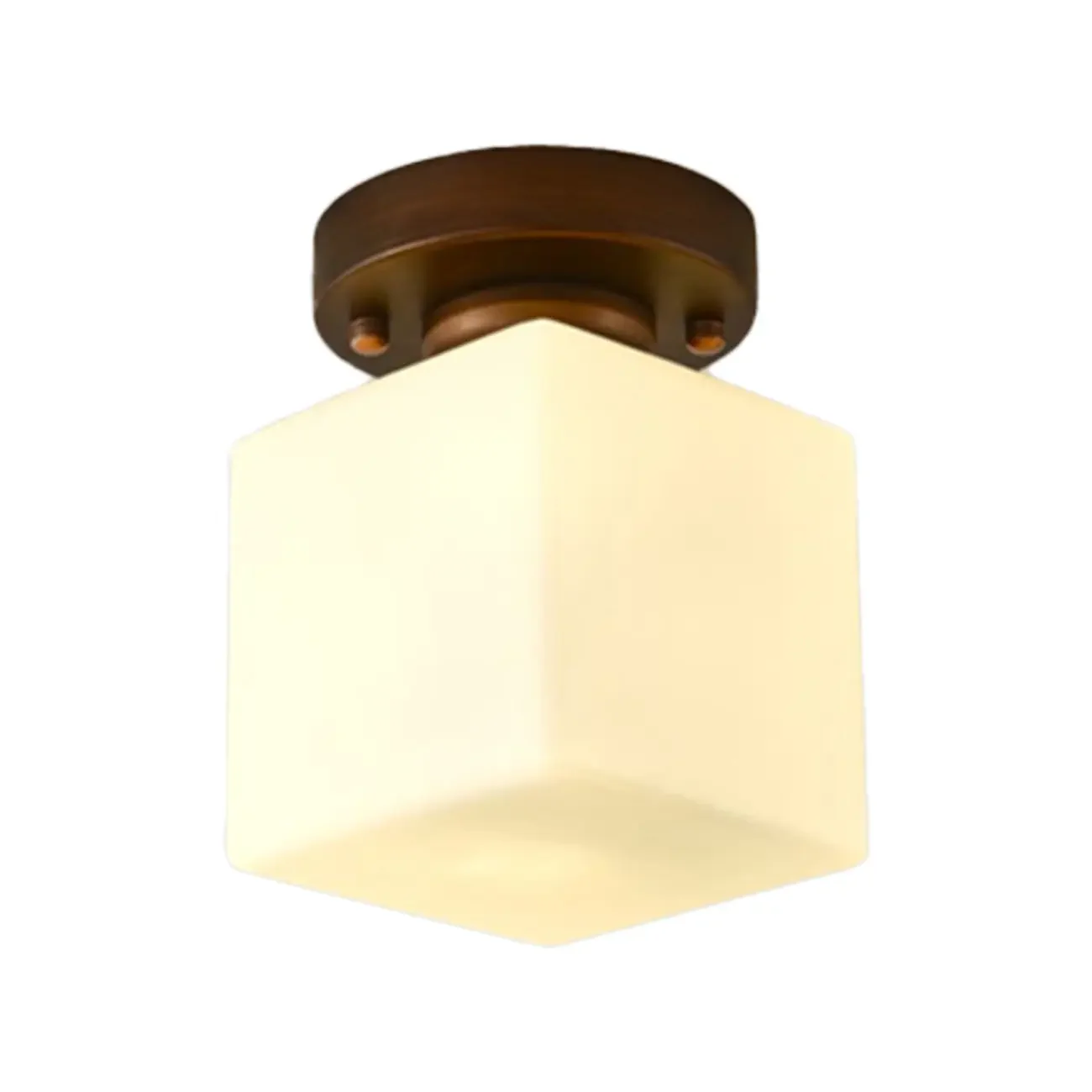 5 to 9 Inch Cube Glass Metal Semi Flush Ceiling Light