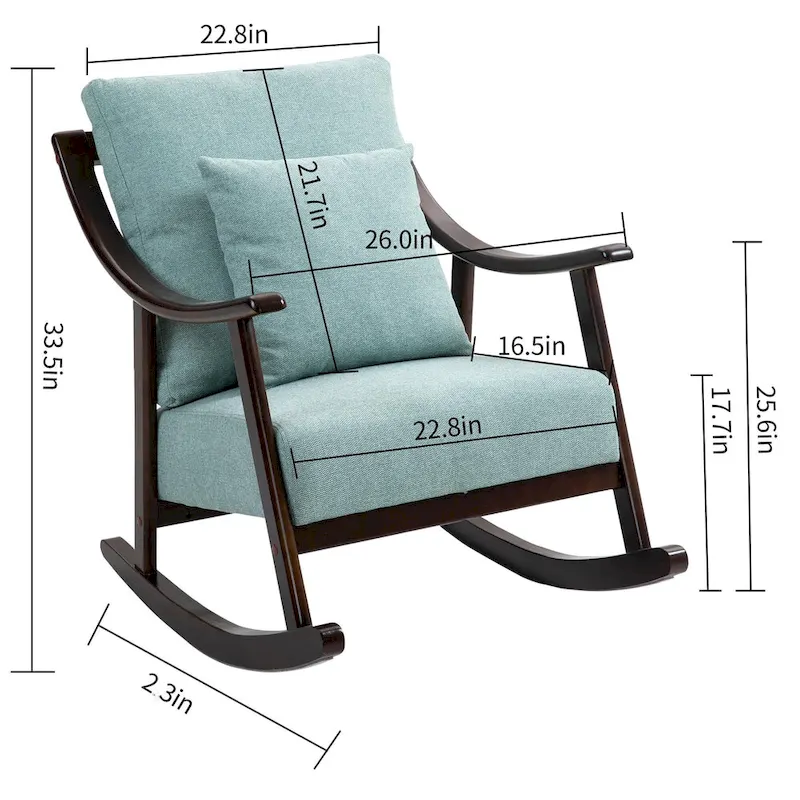 Linen Solid Wood Rocking Arm Chair