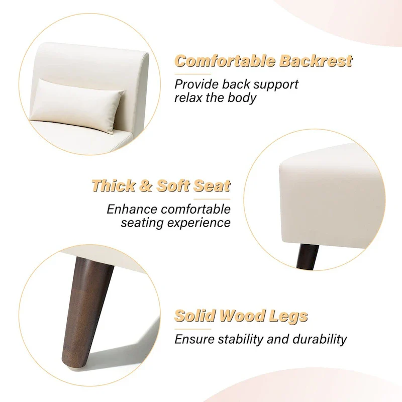 Accent Chair Upholstered Sofa Chair PU Faux Leather Wood Frame with Pillow - 28.74 W x 30.71 D x 31.50 H