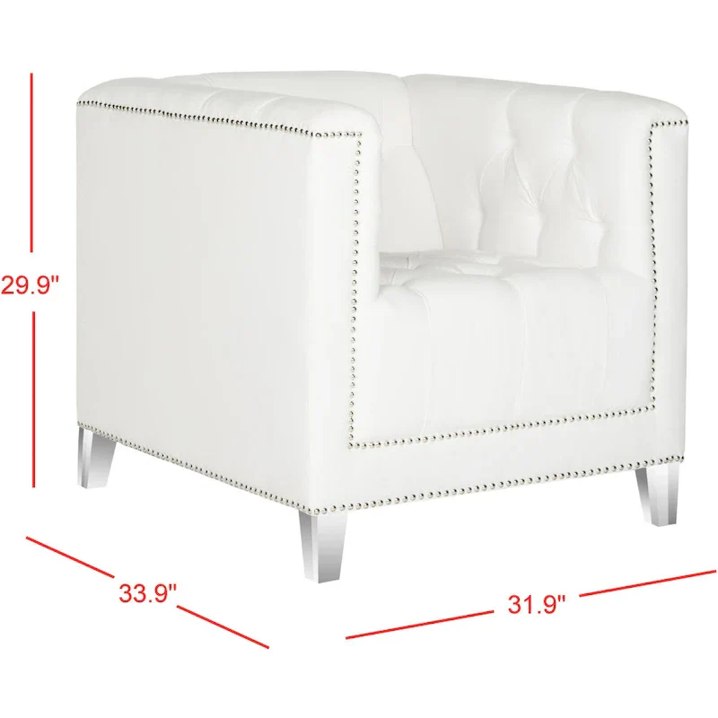 SAFAVIEH Kamilah White/ Clear Club Chair - 31.9 x 33.9 x 29.9 - 32Wx34Dx30H