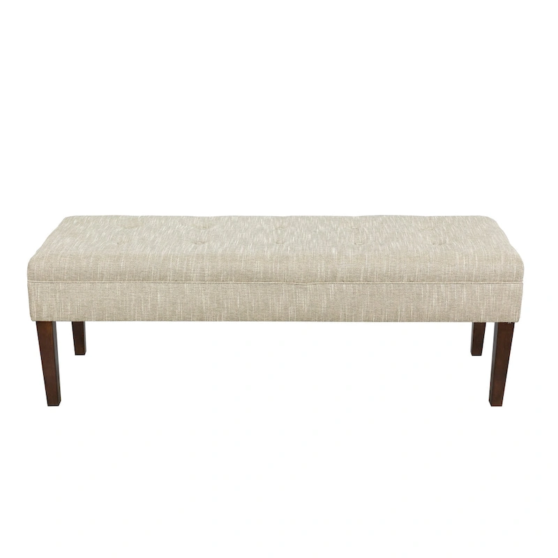 Casual Beige Upholstered Living Room Bench