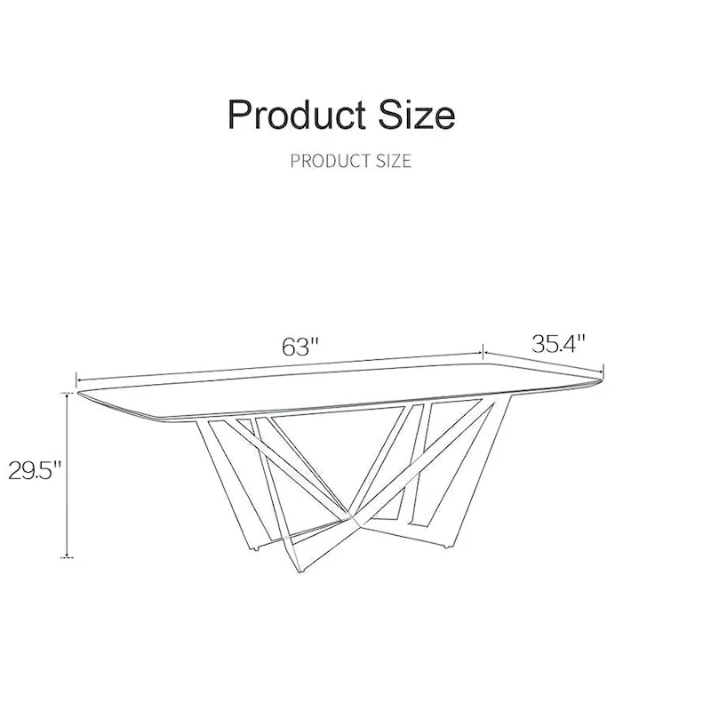 White Sintered Stone Dining Table with Steel Base