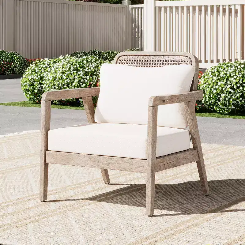 Christopher Knight Home Terry Patio Rustic Acacia Wood Club Chair with Water Resistant Cushions