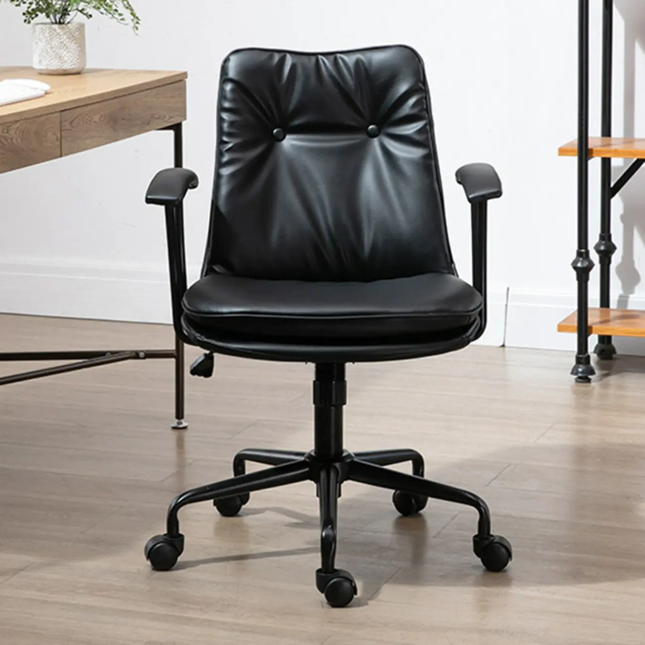 Modern Army Green Leather Adjustable Swivel Office Chair