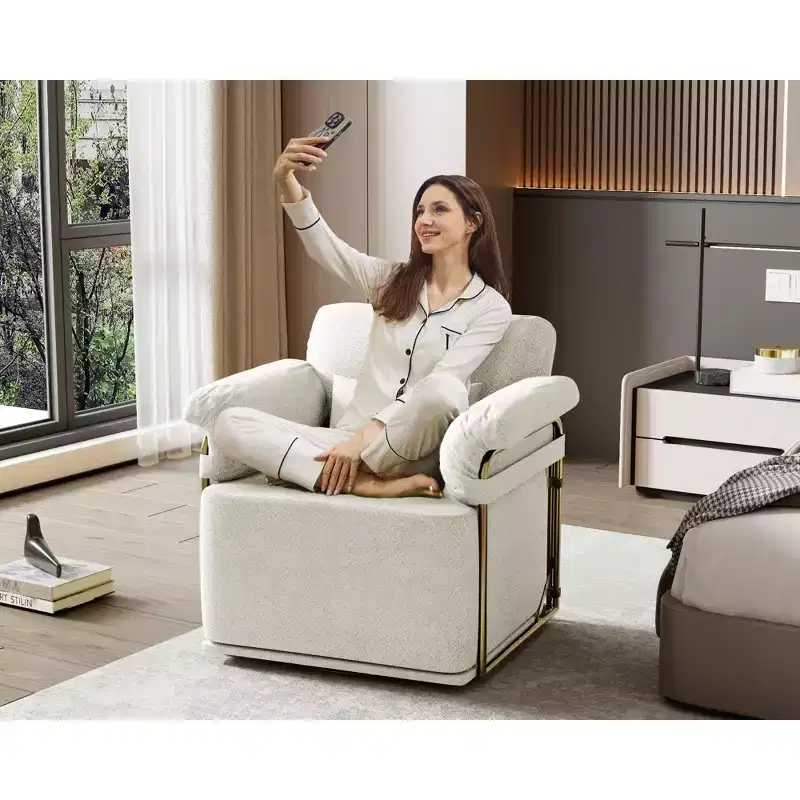 TUYOHW Square Swivel Accent Chair,Fluffy Fabric Upholstered Chair with Golden Metal Legs,Pocket Spring Cushion,Lounge Chair for Living Room,Bedroom