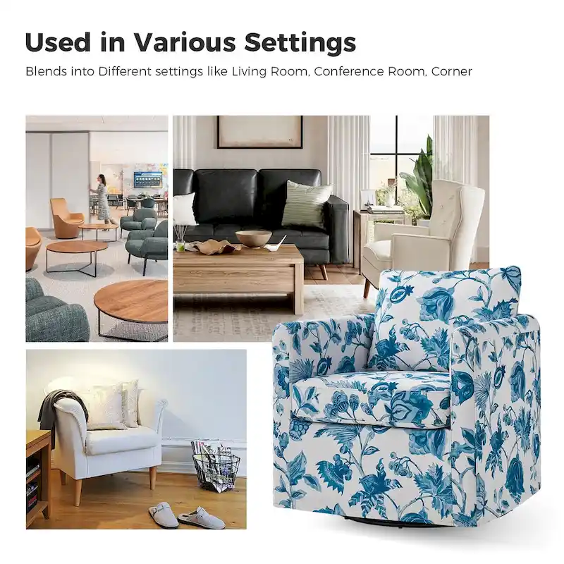 Erkenbald Modern Slipcovered Swivel Chair with Removable Cushion Set of 2 by HULALA HOME