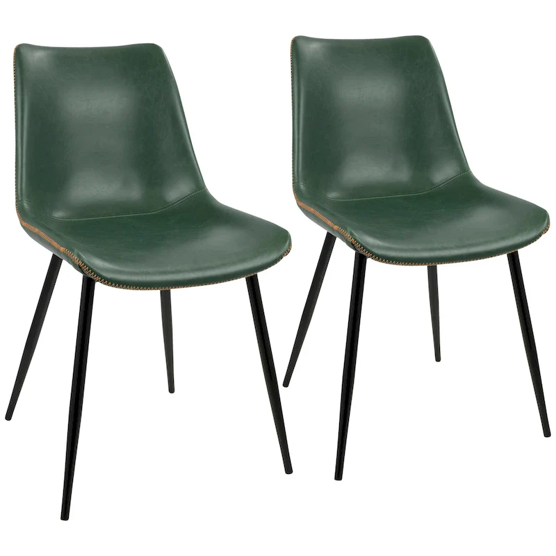 Green / Blue / Grey / Cognac Industrial Faux Leather Dining Chair – Set of 2