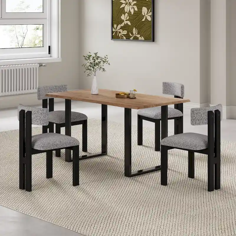 Astura Upholstered Dining Chairs, Iron Frame, Set of 4 by Christopher Knight Home