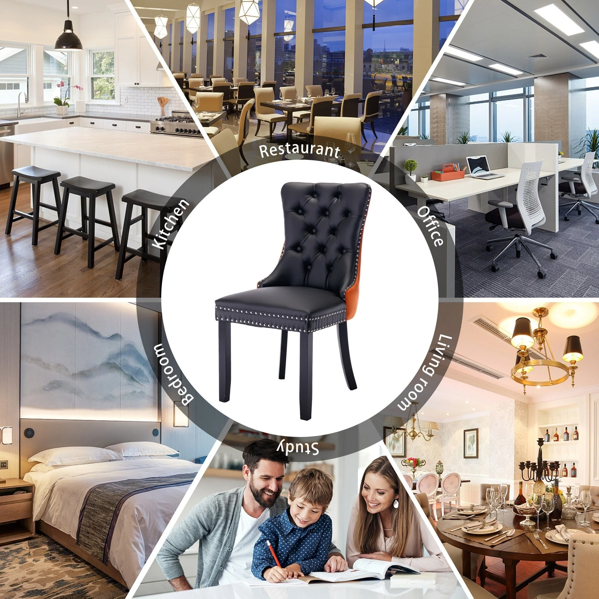 Upholstered Tufted Velvet Dining Chair with Solid Wood Legs Set of 6