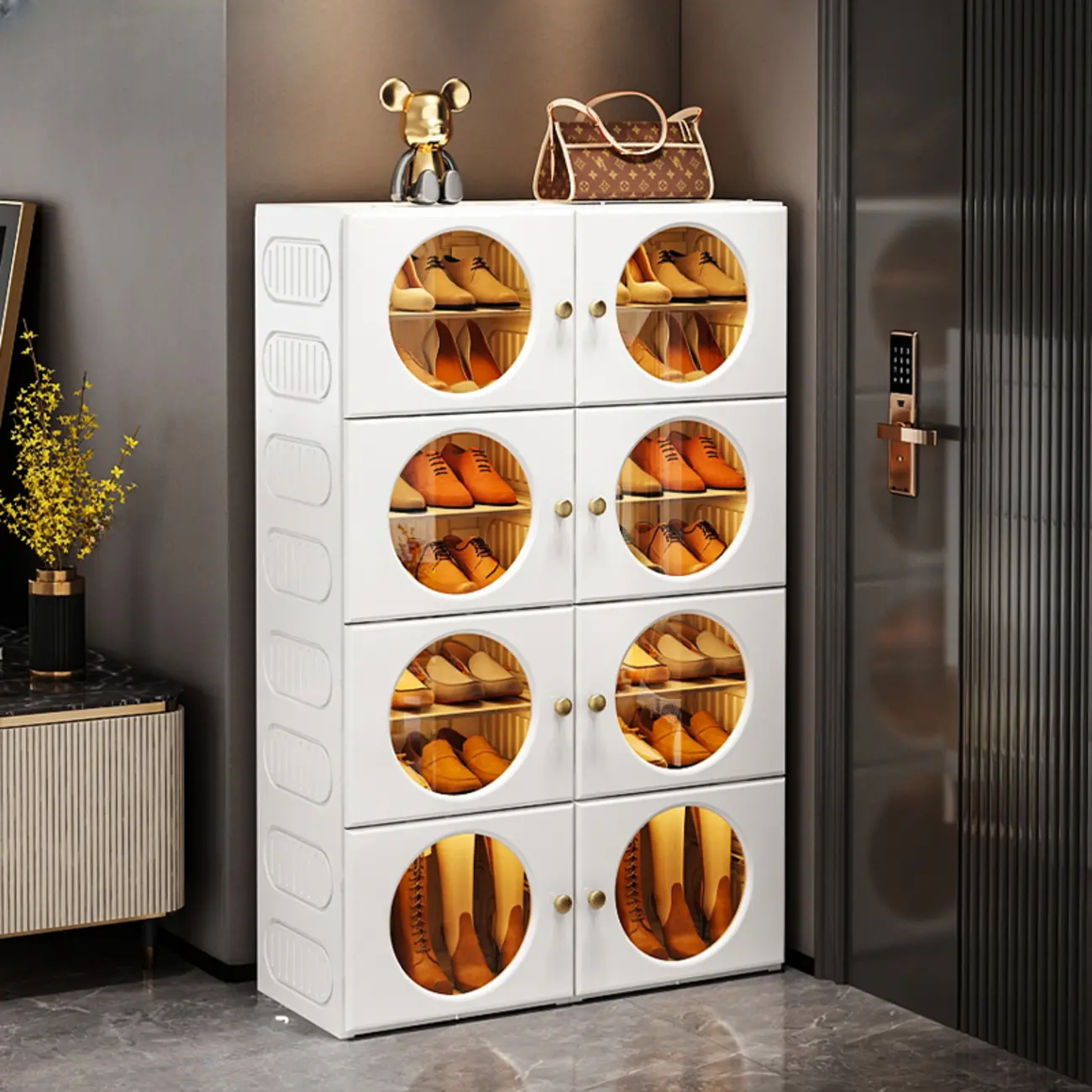 Space-efficient Modern Foldable White Plastic Shoe Cabinet