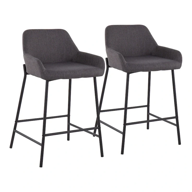 Carbon Loft Galotti Black Fixed-Height Upholstered Counter Stool - Set of 2