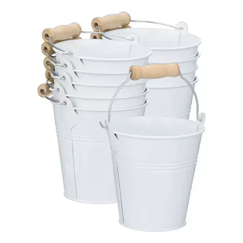 Unique Bargains Galvanized Metal Rustic Durable Multipurpose Small Metal Bucket 10 Pcs