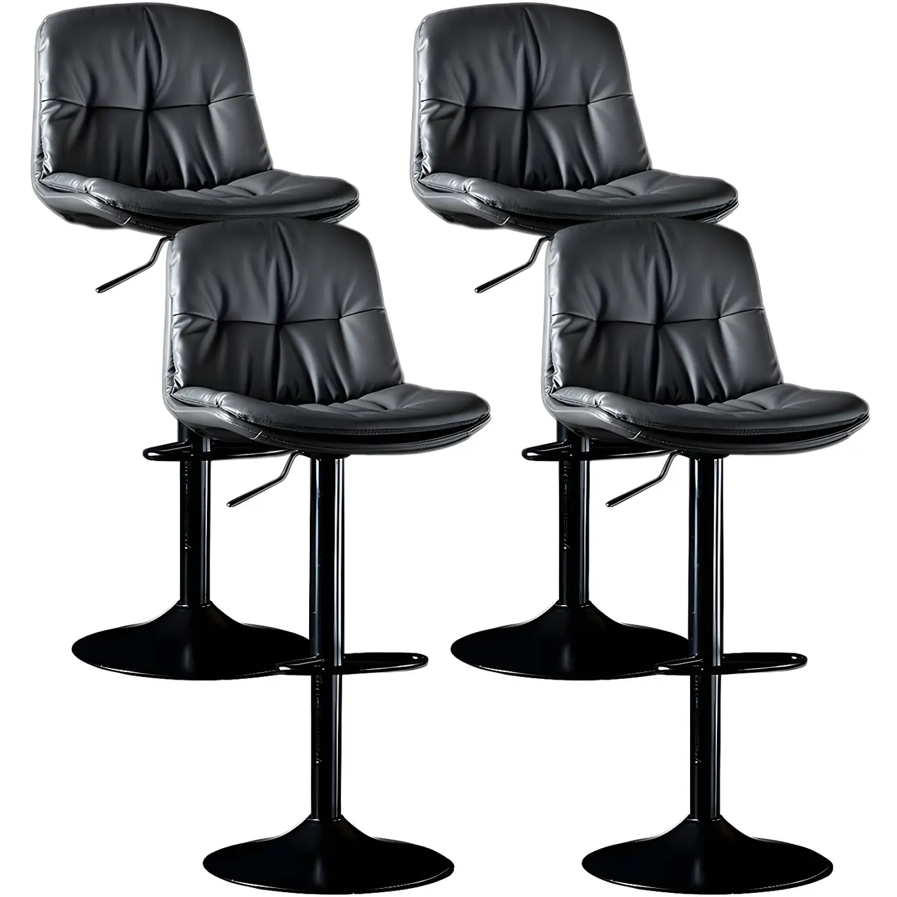Adjustable Leather Low Back Swivel Bar Stool