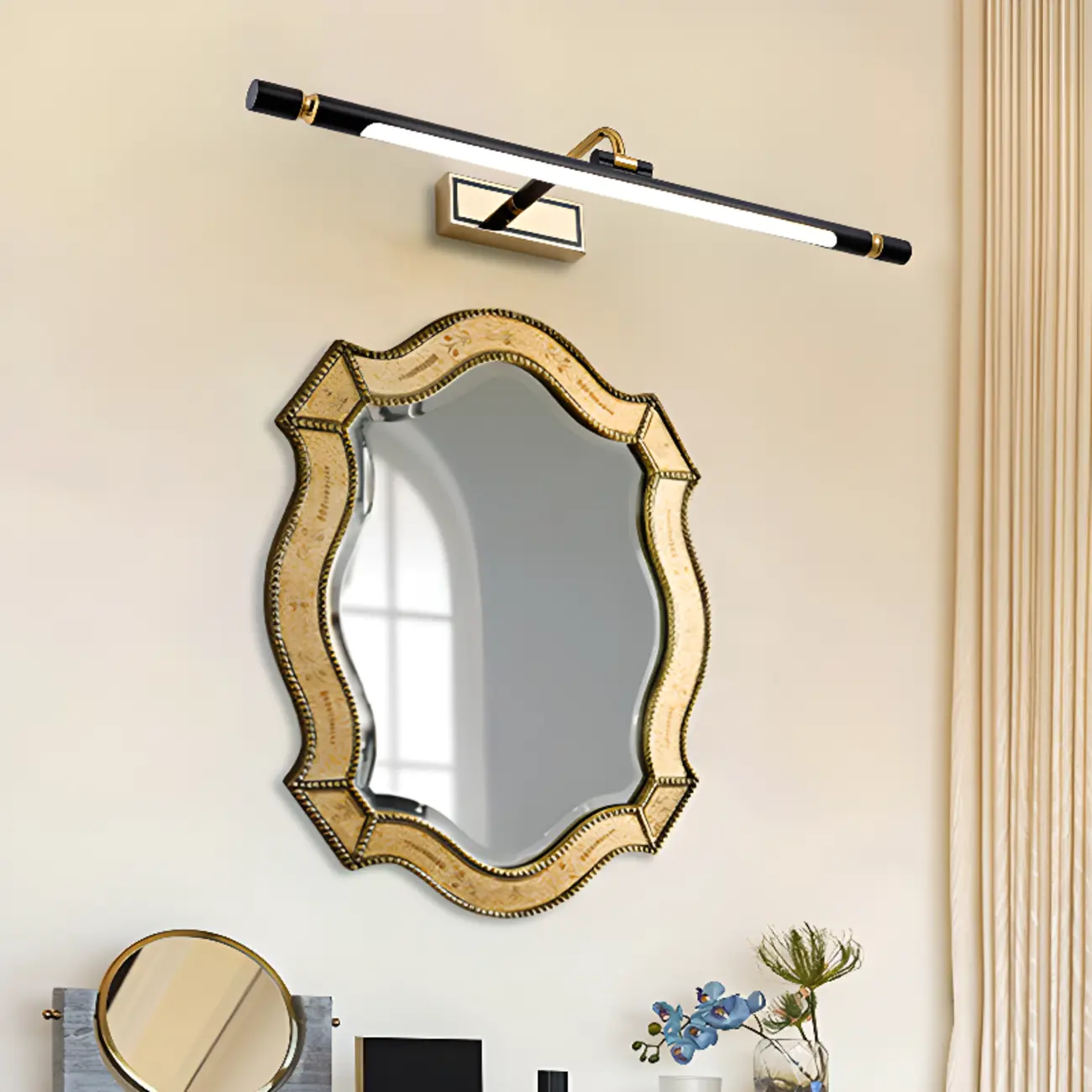 Modern linear LED Vanity Light Fixture with Black Lampshade