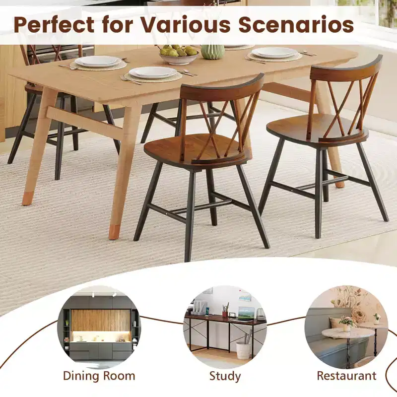 Costway Dining Chairs Set of 2/4 Farmhouse Kitchen Chair with Rubber Wood Frame,