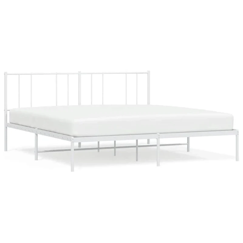 vidaXL Metal Bed Frame with Headboard, No Mattress
