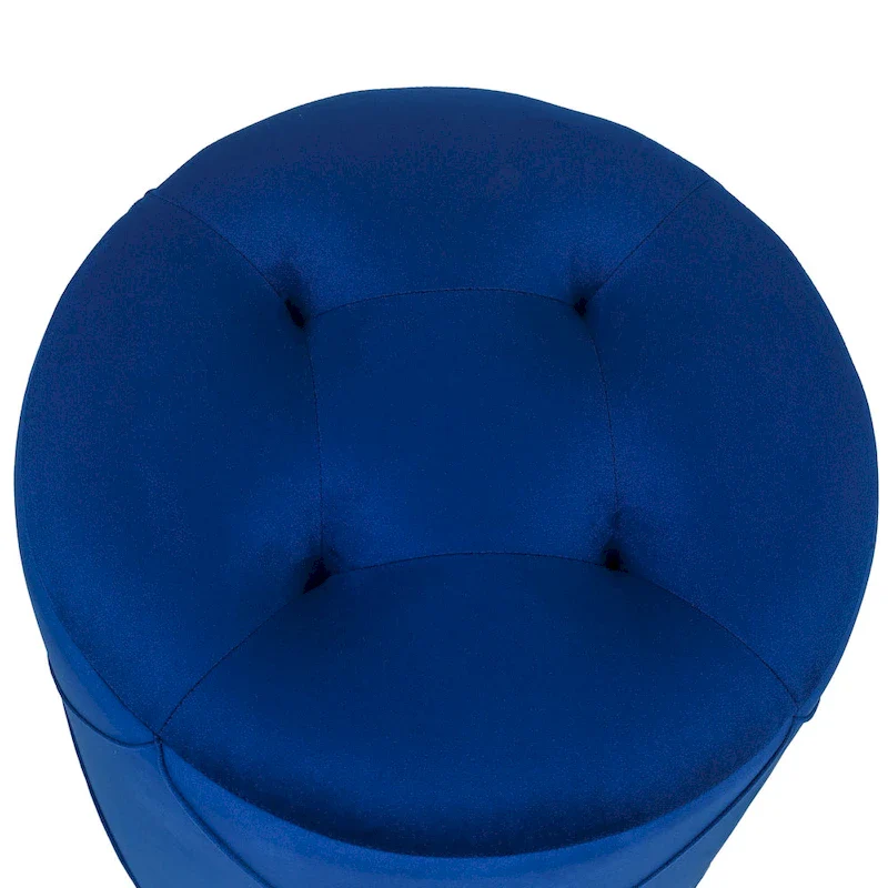Adeco Velvet Round Tufted Ottoman Foot Rest Vanity Stool