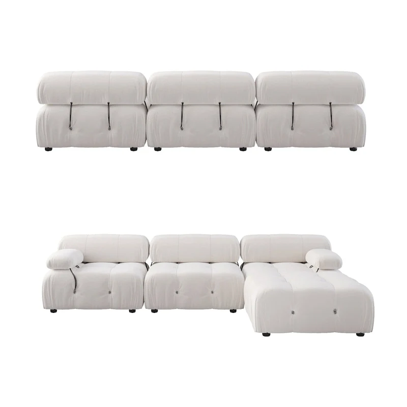 L-shape Velvet Modern Sectional Sofa Soft Couch