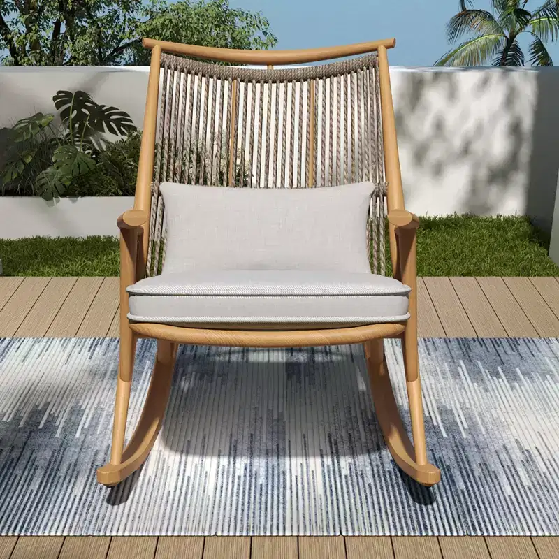 Outdoor Rocking Chair Patio Accent Chair Leisure Chair with Sturdy Rust-Resistant Iron Frame & Cushion - ModernLuxe