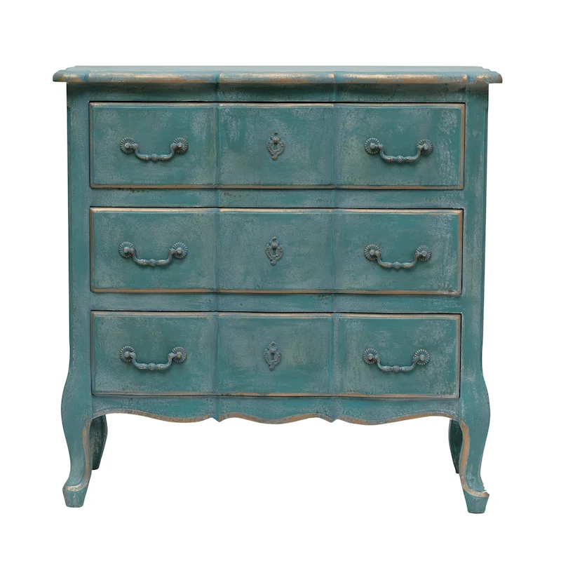 Distressed Blue / Grey / Black 3-Drawer Dresser, 1-Person