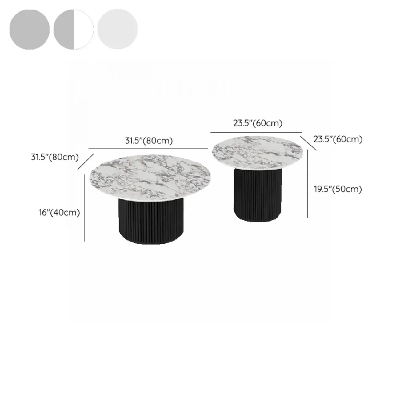Modern White Nesting Coffee Table Set in Round Design