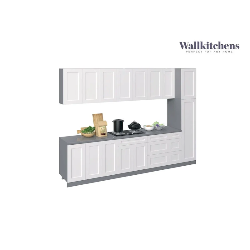 White Matte Base Kitchen Cabinet Set, 11 ft Wide (132×24)