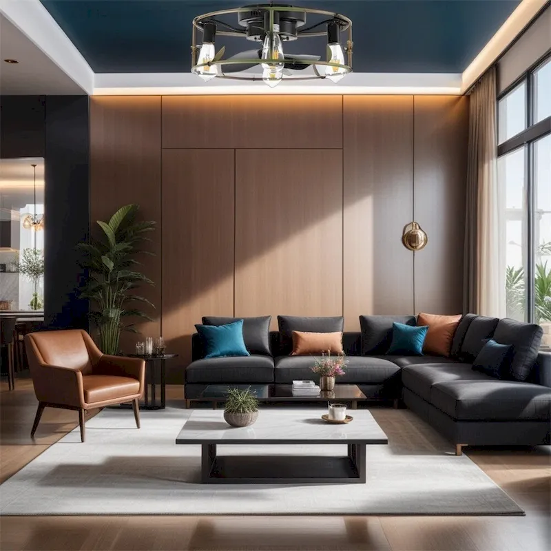 Flush Mount Ceiling Fans with Lights and Remote Control green Caged