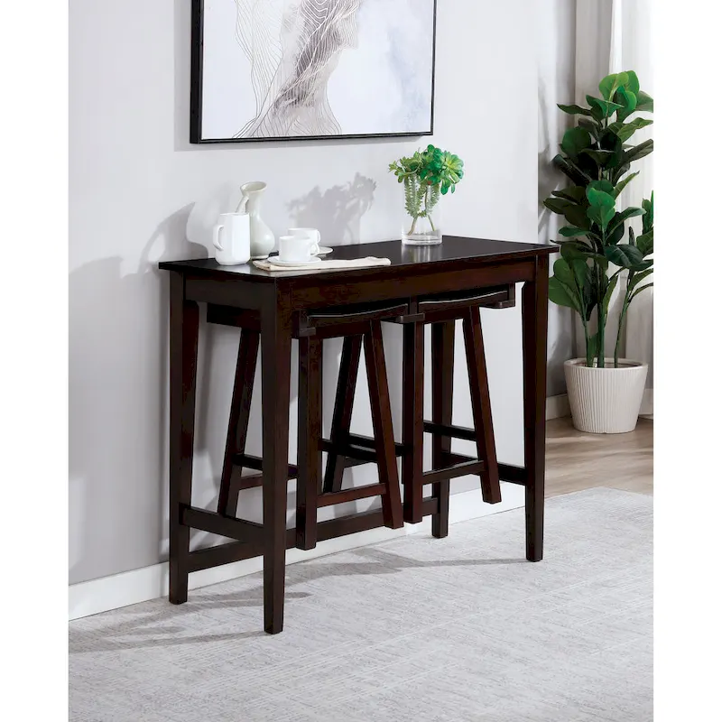 Flaros Transitional Solid Wood 3-Piece Bar Table Set by Furniture of America