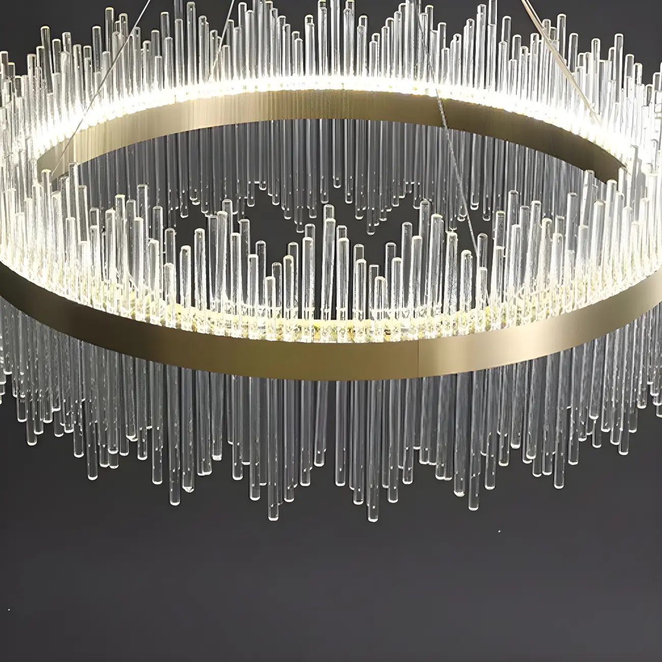 Modern Dimmable Crystal Chandelier Round Gold LED Light
