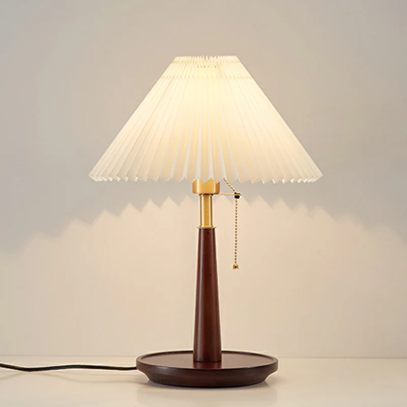 Elegant Metal Round Base Cone Fabric Shade Table Lamp