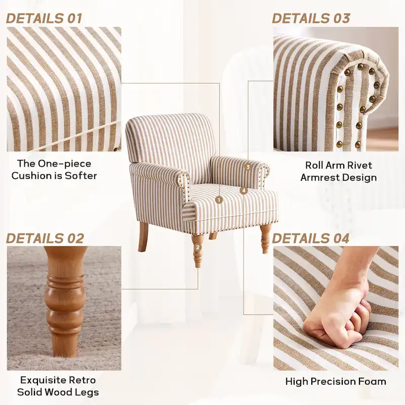 Rolled Armchair Accent Chair Set of 2 Blue/ Grey/ Brown