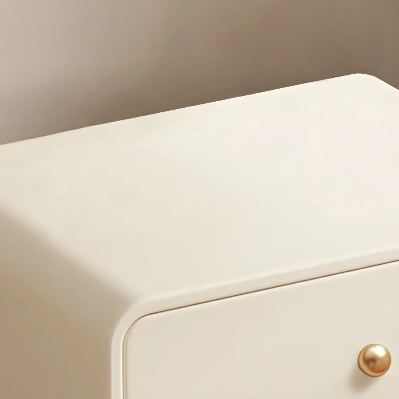 Modern White Faux Leather Rounded 2-Drawer Nightstand