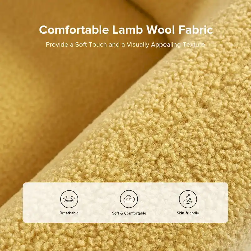 Wayne 35  Wide Boucle Upholstered Teddy Accent Chair with Solid Wood Legs by HULALA HOME