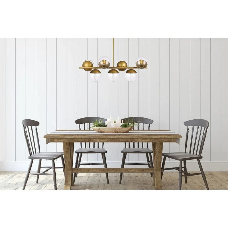 7-Light 43 inch Pendant with Clear Glass