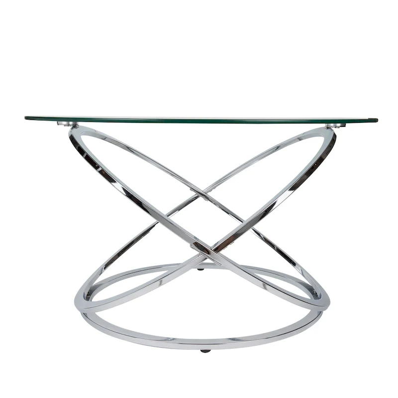 Galaxy Cross Base Tempered Glass Round Coffee Table