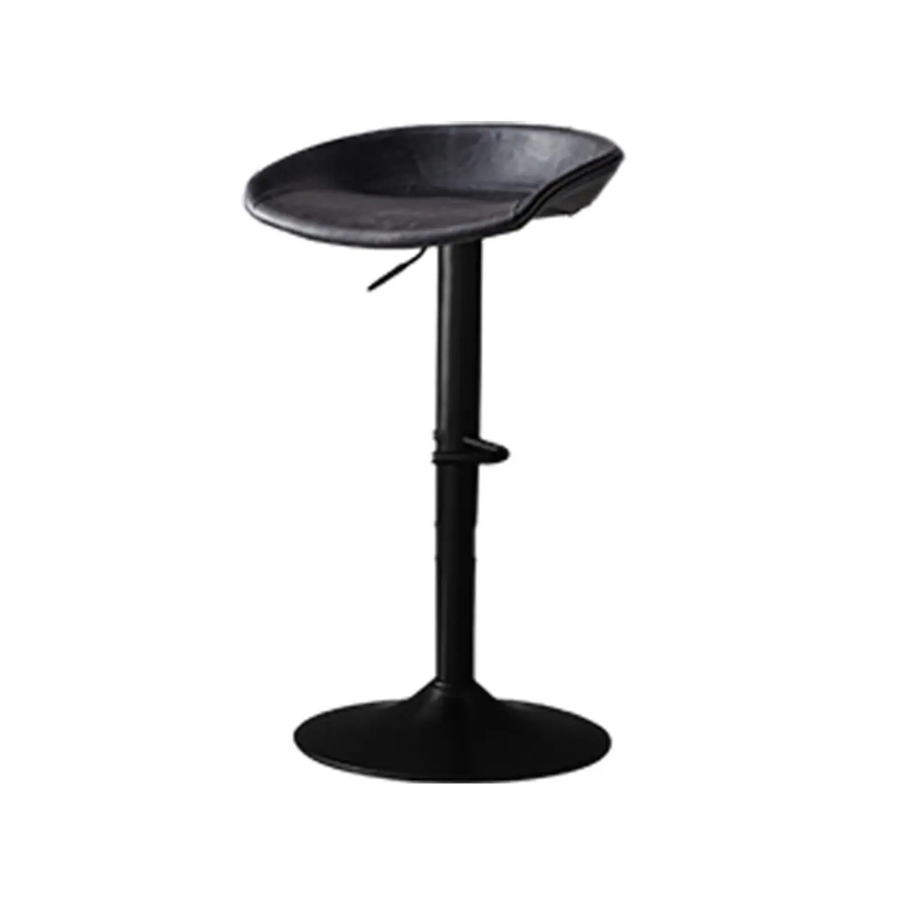 Adjustable Black Leather Saddle Swivel Bar Stools