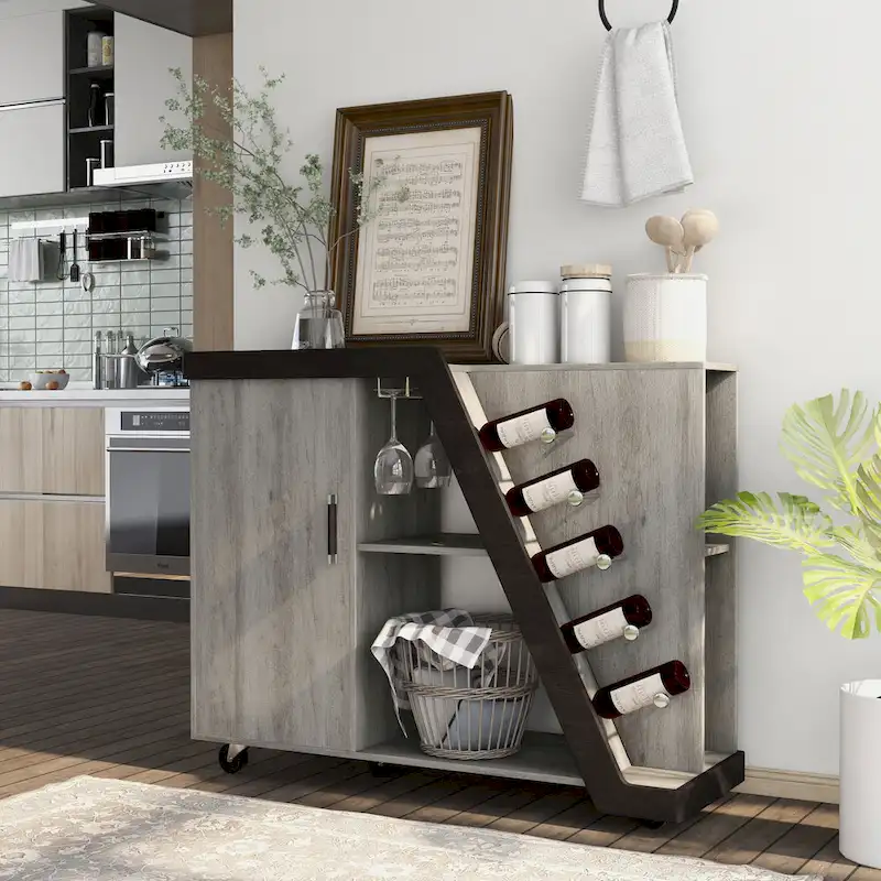 Furniture of America Tern Modern 6-shelf Mobile Wine Cabinet
