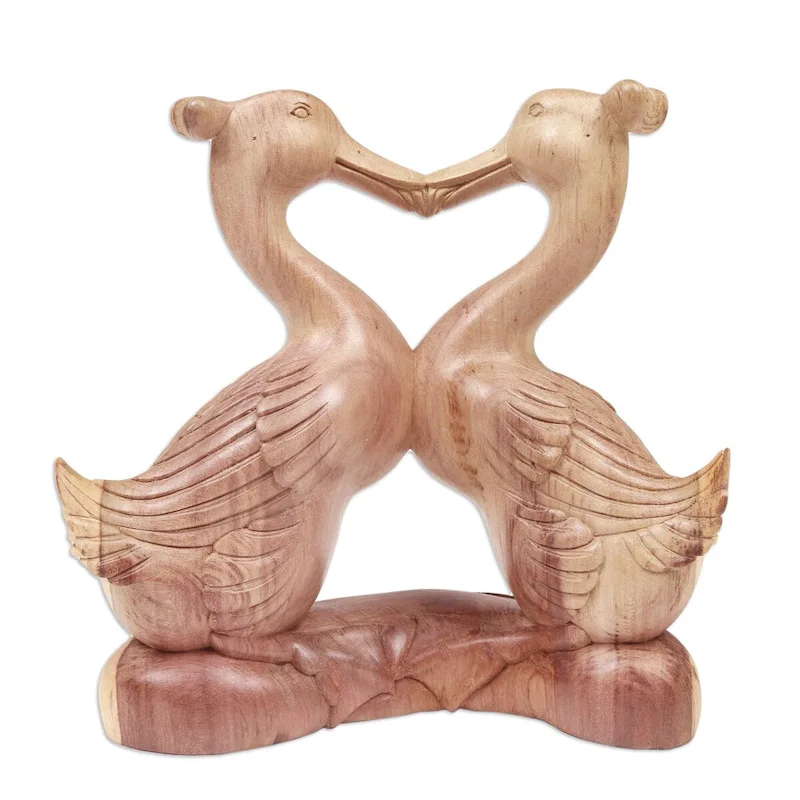 Novica Handmade Loving Ducks Wood Sculpture